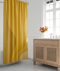 Abstract Yellow Ombre Shower Curtain with Scandinavian Design - Eco-Friendly and Waterproof