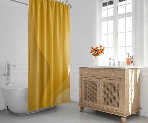 Abstract Yellow Ombre Shower Curtain with Scandinavian Design - Eco-Friendly and Waterproof