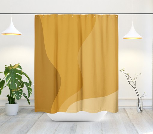 Abstract Yellow Ombre Shower Curtain with Scandinavian Design - Eco-Friendly and Waterproof - Image 2