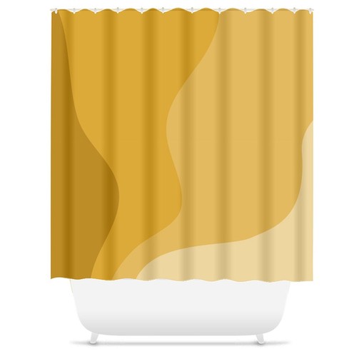 Abstract Yellow Ombre Shower Curtain with Scandinavian Design - Eco-Friendly and Waterproof - Image 3