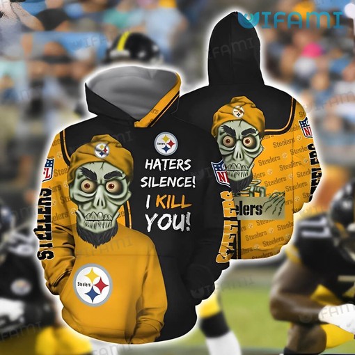 Achmed Skull All Over Print Hoodie for Pittsburgh Steelers Fans