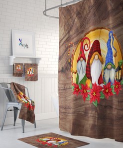 Add Nordic Gnome Christmas Shower Curtain Set to Your Unique Bathroom Decor with Optional Towel and Bath Mat Included