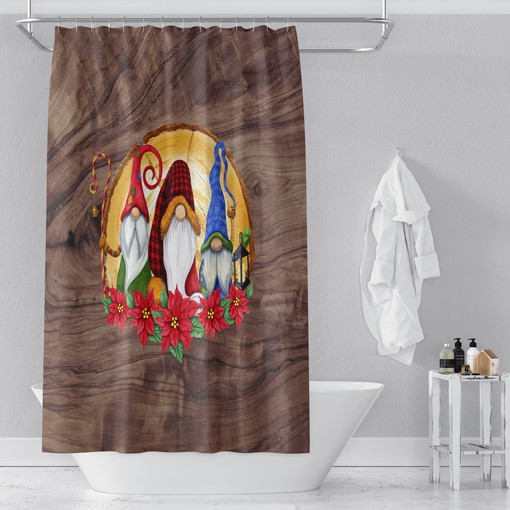 Add Nordic Gnome Christmas Shower Curtain Set to Your Unique Bathroom Decor with Optional Towel and Bath Mat Included - Image 2
