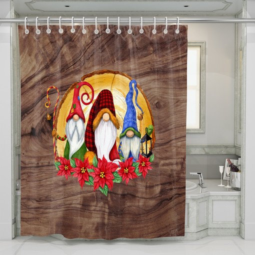 Add Nordic Gnome Christmas Shower Curtain Set to Your Unique Bathroom Decor with Optional Towel and Bath Mat Included - Image 3