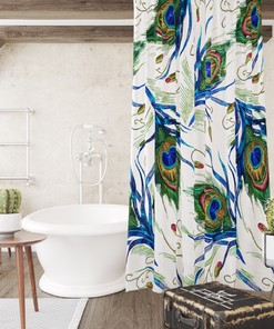 Add Restroom Shower Curtain to Kids Bathroom Decor with Peacock Shower Curtain