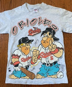 Add This Vintage 90s MLB Baltimore Orioles Flintstones Cartoon T-Shirt to Your Collection, Vintage NCAA Shirts