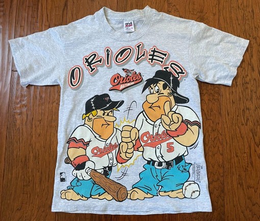 Add This Vintage 90s MLB Baltimore Orioles Flintstones Cartoon T-Shirt to Your Collection, Vintage NCAA Shirts