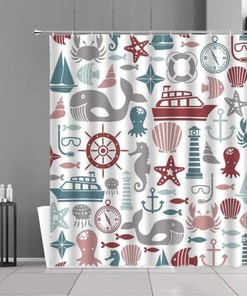 Add a Nautical Feeling to Your Bathroom with Underwater Marine Life Shower Curtain, Home and Bath Accessories