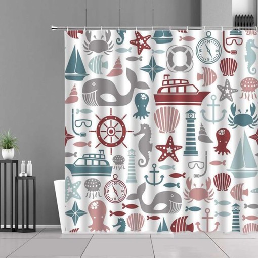 Add a Nautical Feeling to Your Bathroom with Underwater Marine Life Shower Curtain, Home and Bath Accessories