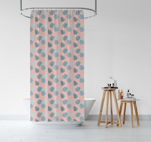 Add a Pop of Color to Your Bathroom with Colorful Tropical Shower Curtain featuring Coral Pink Polka Dots - Image 3