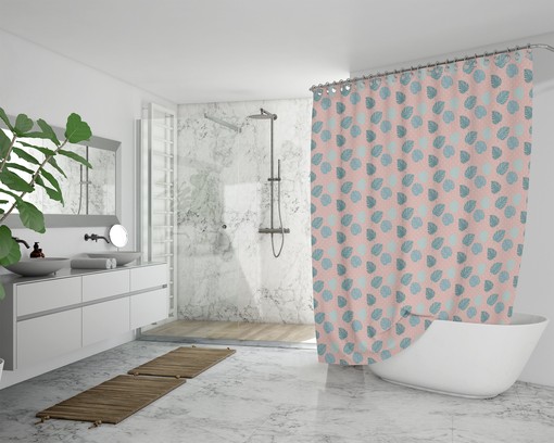 Add a Pop of Color to Your Bathroom with Colorful Tropical Shower Curtain featuring Coral Pink Polka Dots - Image 4