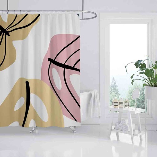 Add a Pop of Color to Your Bathroom with Inch Colorful Leaves Waterproof Shower Curtain with Hooks - Image 2