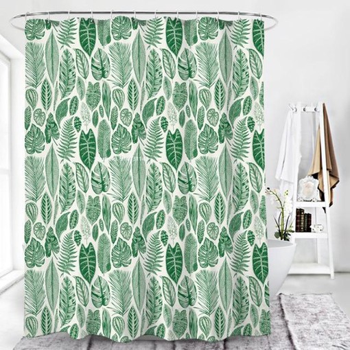 Add a Pop of Green to Your Bathroom with Botanical Green Leaves Shower Curtain, Monstera and Palm Trees Fabric Bathroom