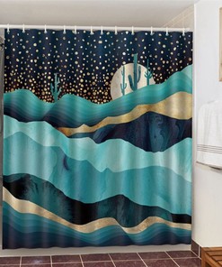Add a Touch of Magic to Your Bathroom with Starry Night Desert Landscape Shower Curtain
