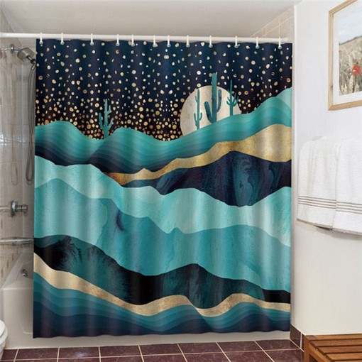 Add a Touch of Magic to Your Bathroom with Starry Night Desert Landscape Shower Curtain