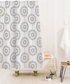 Adds a Touch of Elegance with Black and White Boho Style Neutral Shower Curtain for Bathroom Decor