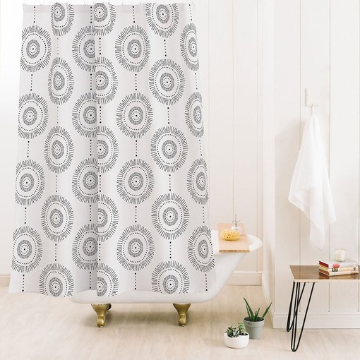 Adds a Touch of Elegance with Black and White Boho Style Neutral Shower Curtain for Bathroom Decor