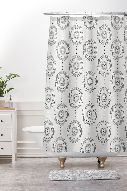 Adds a Touch of Elegance with Black and White Boho Style Neutral Shower Curtain for Bathroom Decor - Image 3
