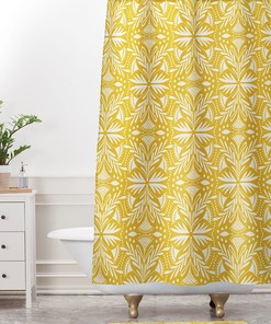 Adds a Touch of Glamour with Lenox Goldenrod Design Yellow Feminine Boho Shower Curtain for Bathroom Decor