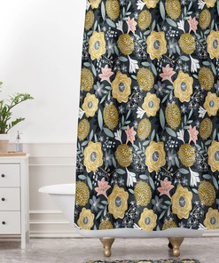 Adds a Touch of Mystery with Dark Floral Fabric Boho Shower Curtain for Bathroom Decor