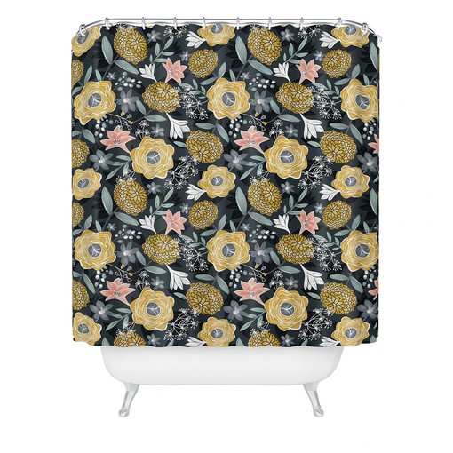 Adds a Touch of Mystery with Dark Floral Fabric Boho Shower Curtain for Bathroom Decor - Image 2