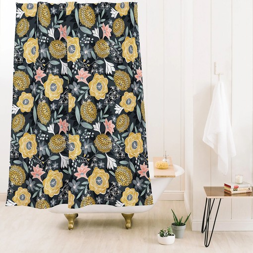 Adds a Touch of Mystery with Dark Floral Fabric Boho Shower Curtain for Bathroom Decor - Image 3