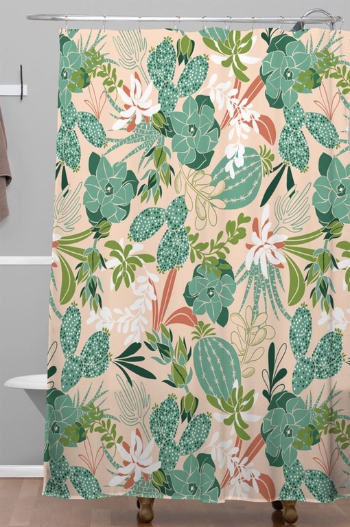Adds a Touch of Nature with Succulent Garden Design and Pink Boho Shower Curtain for Bathroom Decor - Image 3