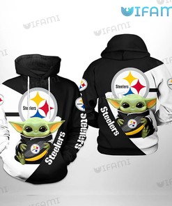 Adorable Baby Yoda White Black - Steelers All Over Print Hoodie with Cute Design