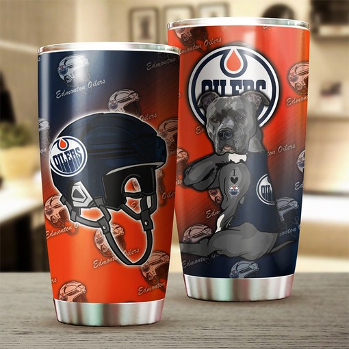 Adorable Dog Design Edmonton Oilers NHL Tumbler for Fans