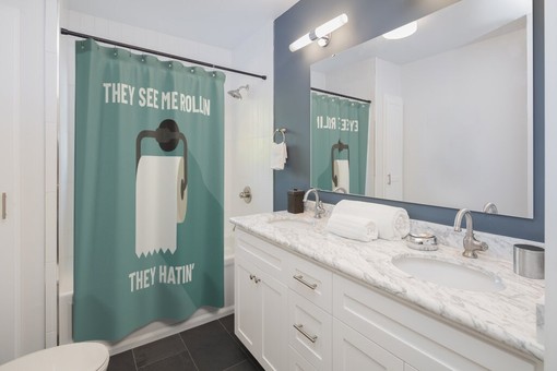 Adult Humor Print Shower Curtain - Add a Playful Touch to Your Restroom - Image 2
