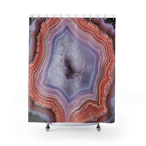 Agate Slice Shower Curtain for College Dorm and Bathroom