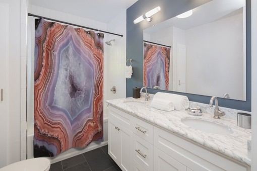 Agate Slice Shower Curtain for College Dorm and Bathroom - Image 2