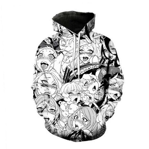 Ahegao Face Zipper Hoodie Men All Over Print 3D Hoodie - For Anime Fans