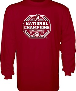Alabama Crimson Tide 2020-2021 National Champs Long Sleeve Shirt Official Logo With Mens Sport Shirts