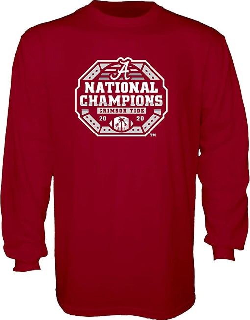 Alabama Crimson Tide 2020-2021 National Champs Long Sleeve Shirt Official Logo With Mens Sport Shirts