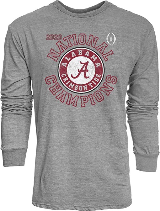 Alabama Crimson Tide 2020-2021 National Champs Triblend Long Sleeve Shirt Vintage Icon With Retro Ncaa Shirts