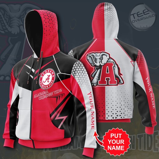 Alabama Crimson Tide All Over Print Zip-up Hoodie 3D for Fans of the College Team