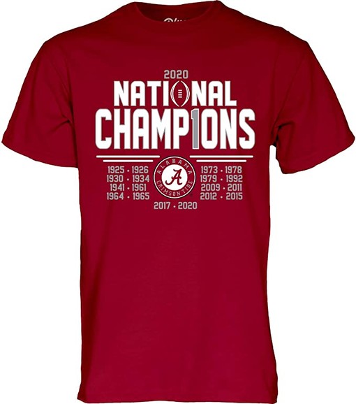 Alabama Crimson Tide National Champs Shirt 2020-2021 Number 1 Hoodie Sweatshirt: Full-Size Gifts for NCAA Fans