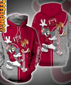 Alabama Crimson Tide Tom and Jerry All Over Print 3D Hoodie - Perfect for Fans