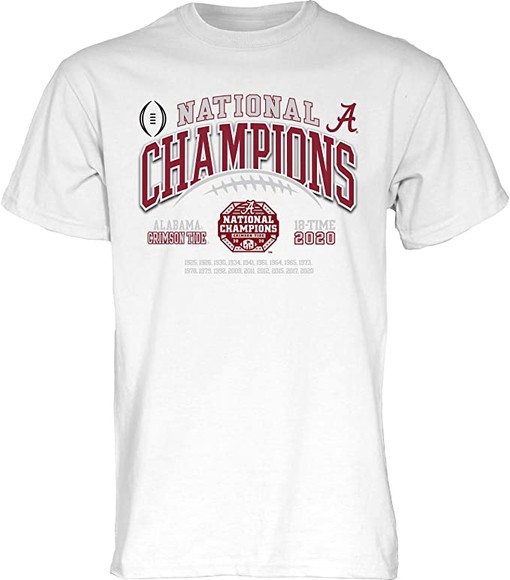 Alabama Sweatshirt Gifts for NCAA Fans: Full-Size Alabama Crimson Tide National Champs Shirt 2020-2021 Laces
