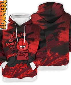 All Money In Garfield on Chile Red Custom All Over Print 3D Hoodie