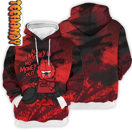 All Money In Garfield on Chile Red Custom All Over Print 3D Hoodie