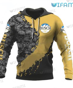 All Over Print Hoodie for Busch Beer Lovers with Skulls Design