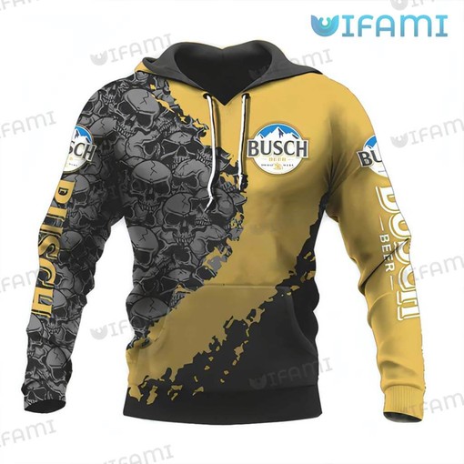 All Over Print Hoodie for Busch Beer Lovers with Skulls Design