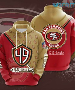 All Over Print Hoodie with Logo Pattern - Red Brown 3D San Francisco 49ers Gift