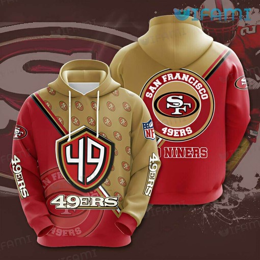 All Over Print Hoodie with Logo Pattern - Red Brown 3D San Francisco 49ers Gift
