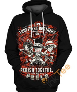 All Over Print Hoodie with Luffy Ace and Sabo Characters - Perfect for One Piece Fans