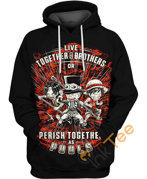 All Over Print Hoodie with Luffy Ace and Sabo Characters - Perfect for One Piece Fans