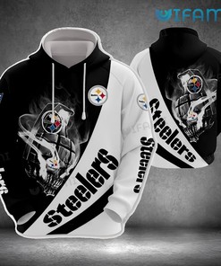 All Over Print Hoodie with Skull Grenade Logo Design for Pittsburgh Steelers Fans