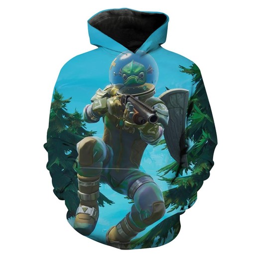 All Over Print Zip Up Hoodie with 3D Fortnite Skin Design for Gamers